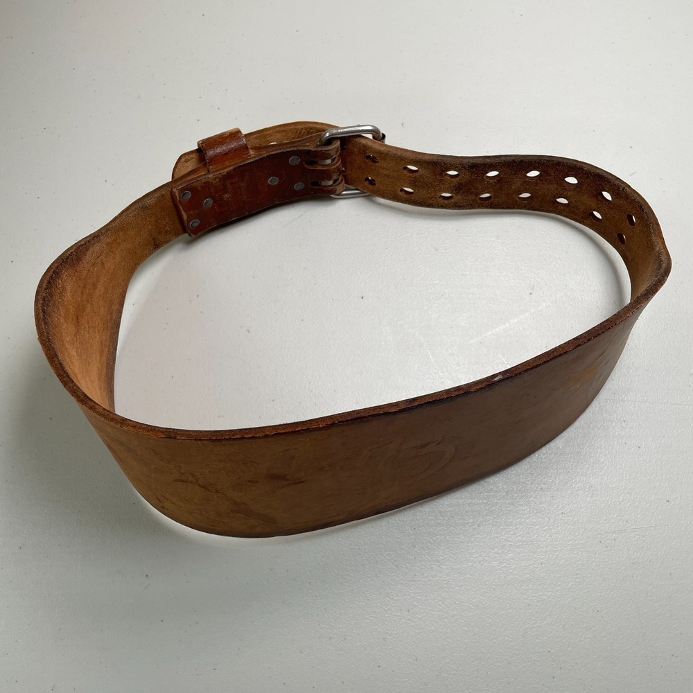 Vintage‎ Altus Power Weight Lifting Belt Size Medium Thick Leather Double Prong